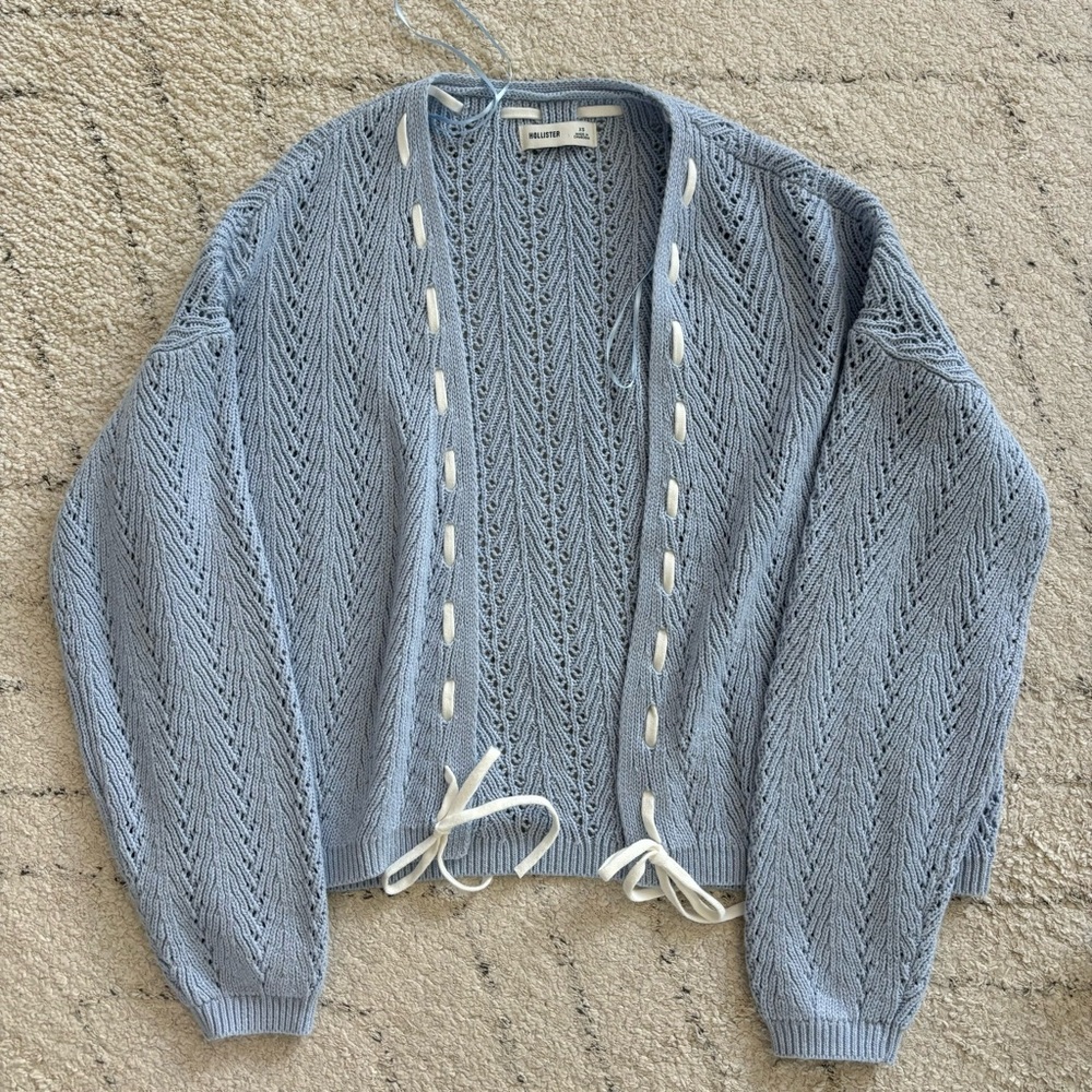 Hollister Light Blue Open Knit Cardigan
